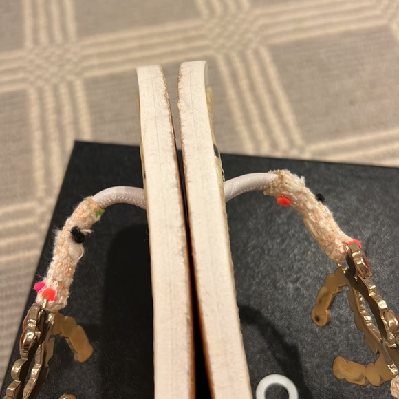 CHANEL White & Pink Tweed Thong Sandals - Picture 11 of 16